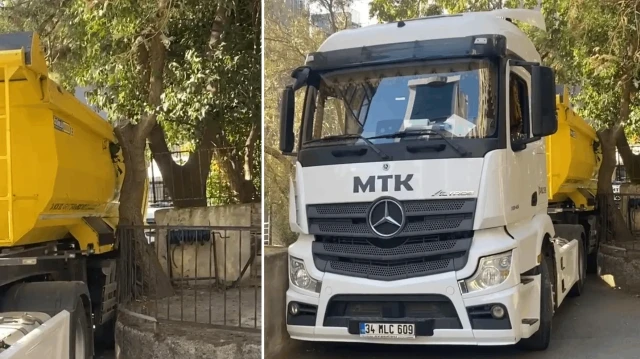 kadikoyde dar sokaga giren hafriyat kamyonu iki duvar arasina sikisti EB4hq7mj