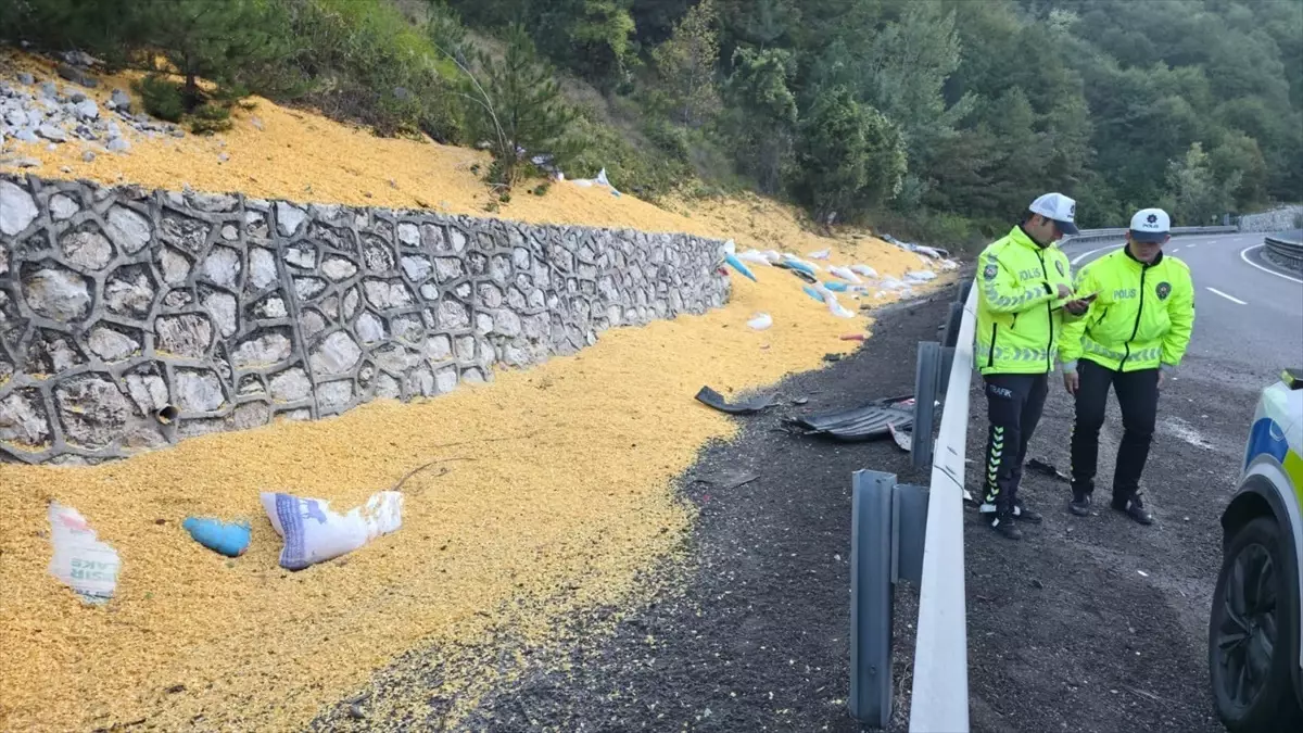 bursa inegolde hayvan yemi yuklu tir devrildi 2 agir yarali AWSyiuvb